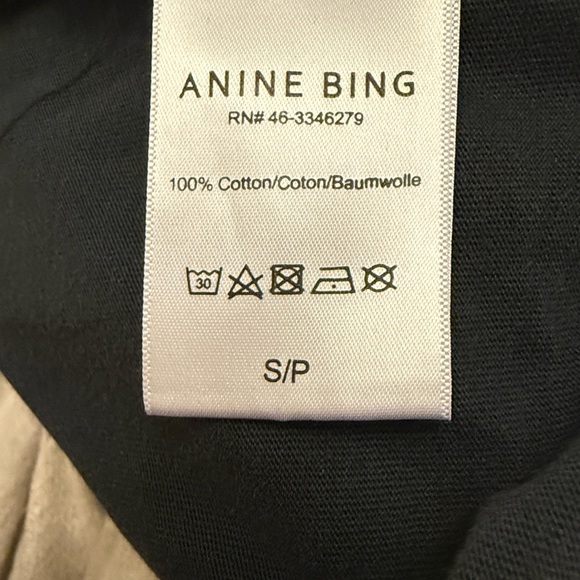 Anine Bing Black Crewneck Sweatshirt with White Label #615 - Picture 5 of 7
